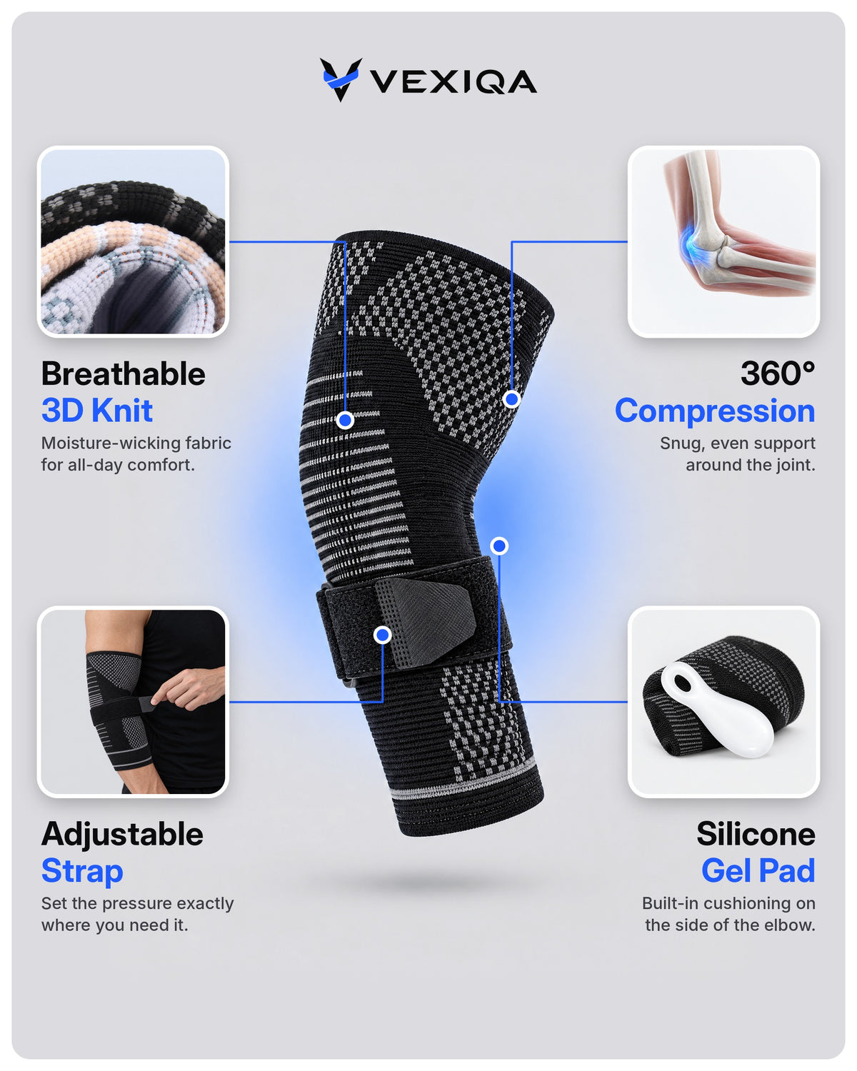 VEXIQA Elbow Sleeve + Counterforce Strap